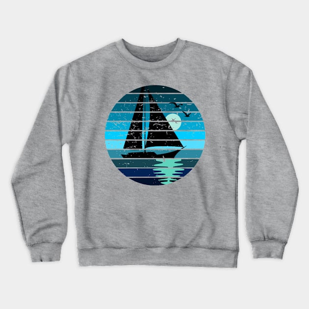 Vintage Night Sailing Crewneck Sweatshirt by Lifeline/BoneheadZ Apparel